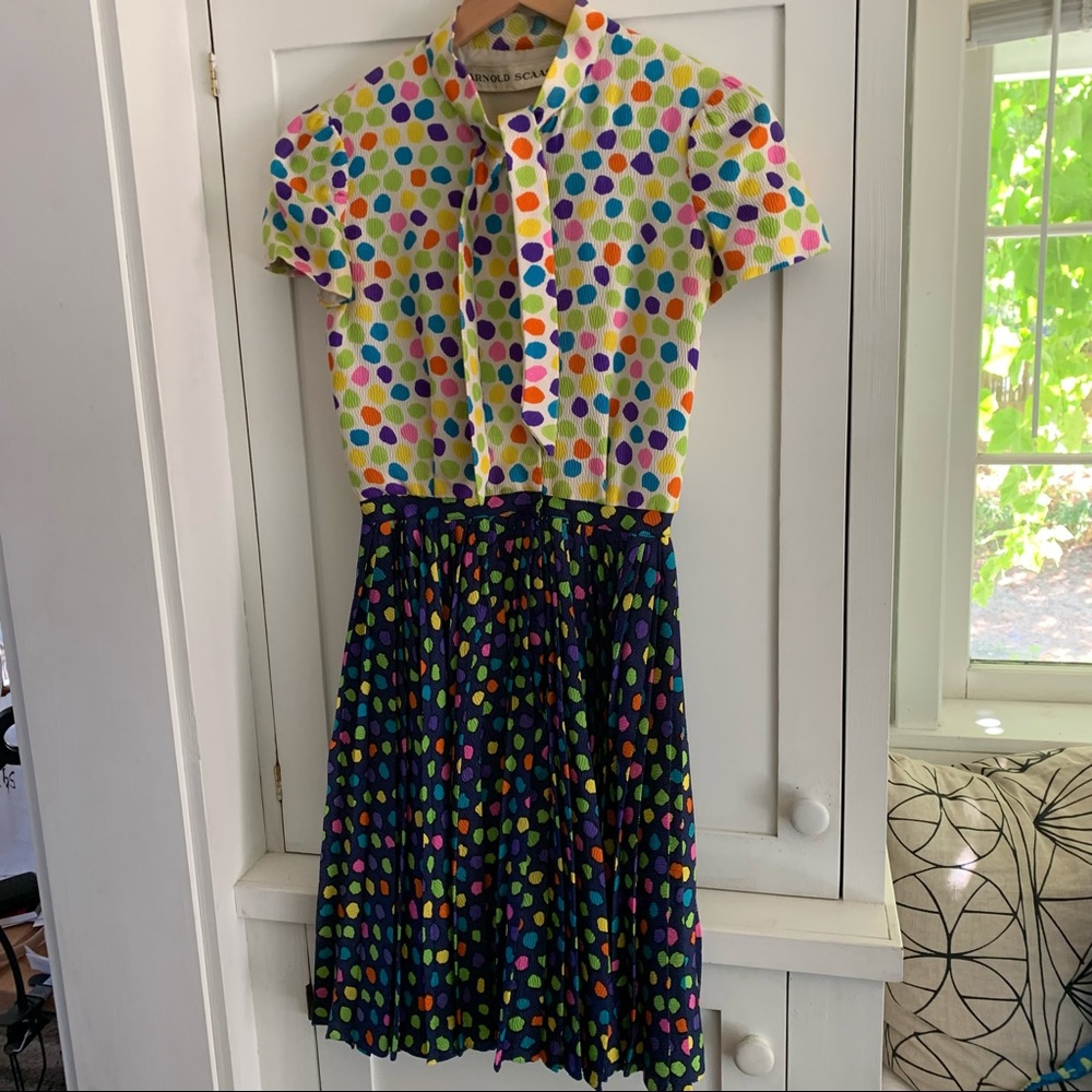 Arnold Scaasi Vintage Rainbow Dot Dress/Jacket
